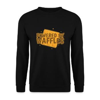 Powered by Waffles Dough Pastry Snack - Unisex Sweatshirt - black - Front - Alina (178cm) & Michal (187cm)