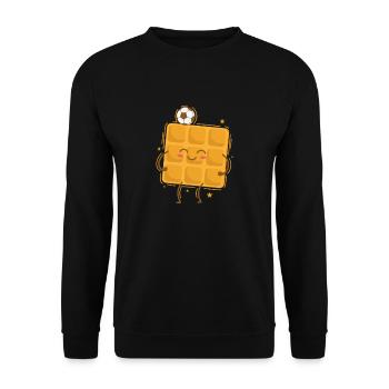 Waffel spielt Fußball Teig Gebäck Snack - Unisex Pullover - Schwarz - Vorne - Alina (178cm) & Michal (187cm)
