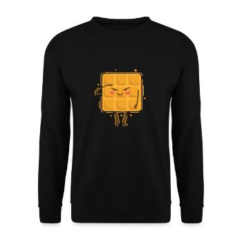 Waffle Salutes Dough Pastry Snack - Unisex Sweatshirt - black - Front - Alina (178cm) & Michal (187cm)