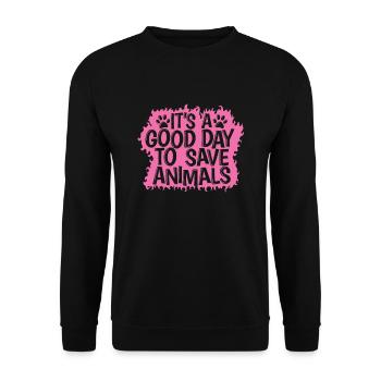 It's a good Day to Save Animals Tierarzt - Unisex Pullover - Schwarz - Vorne - Alina (178cm) & Michal (187cm)