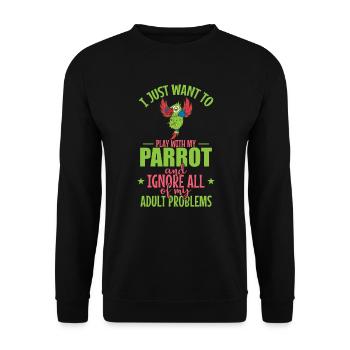 I Just want to Play with my Parrot Animal Bird - Unisex Sweatshirt - black - Front - Alina (178cm) & Michal (187cm)