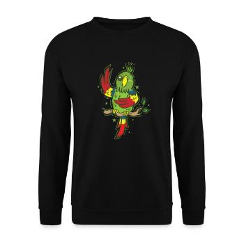 Parrot Waving Animal Talking Bird - Unisex Sweatshirt - black - Front - Alina (178cm) & Michal (187cm)