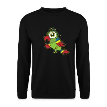 Perroquet debout sur un oiseau - Sweat-shirt Unisexe - noir - Devant - Alina (178cm) & Michal (187cm)