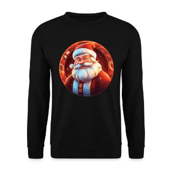 Lustiger Weihnachtsmann zu Weihnachten - Unisex Pullover - Schwarz - Vorne - Alina (178cm) & Michal (187cm)