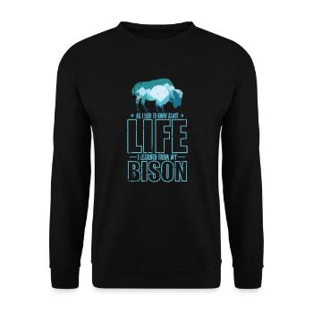 Tout ce que je sais sur la vie, je l'ai appris de mon bison - Sweat-shirt Unisexe - noir - Devant - Alina (178cm) & Michal (187cm)