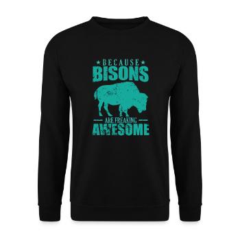 Parce que les bisons sont des animaux vraiment géniaux - Sweat-shirt Unisexe - noir - Devant - Alina (178cm) & Michal (187cm)