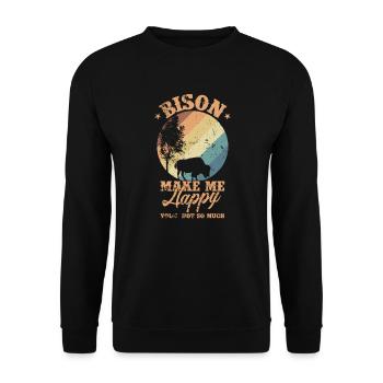 Le bison est mon animal environnemental heureux - Sweat-shirt Unisexe - noir - Devant - Alina (178cm) & Michal (187cm)