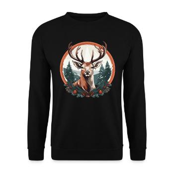 Renne avec boules de Noël et chapeau - Sweat-shirt Unisexe - noir - Devant - Alina (178cm) & Michal (187cm)