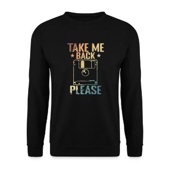 Take me back Please Floppy Disk Retro Storage Module - Unisex Sweatshirt - black - Front - Alina (178cm) & Michal (187cm)