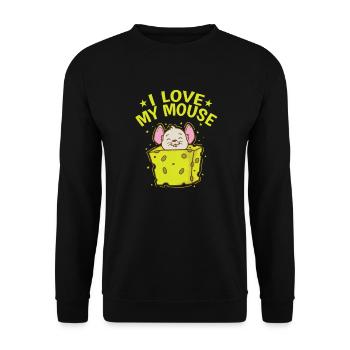 I love my Mouse Rodent Cheese Mammal - Unisex Sweatshirt - black - Front - Alina (178cm) & Michal (187cm)