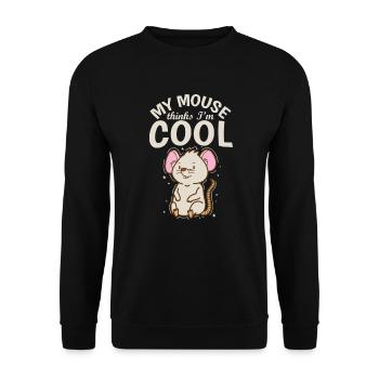 My Mouse thinks I’m cool Nagetier Käse - Unisex Pullover - Schwarz - Vorne - Alina (178cm) & Michal (187cm)