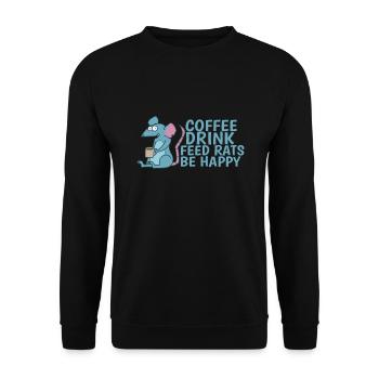 Coffee Drink Feed Rats be Happy Rodent - Unisex Sweatshirt - black - Front - Alina (178cm) & Michal (187cm)