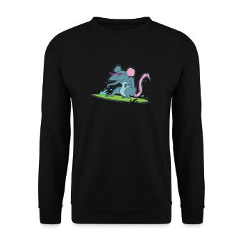 Ratte surft Haustier Nagetier - Unisex Pullover - Schwarz - Vorne - Alina (178cm) & Michal (187cm)