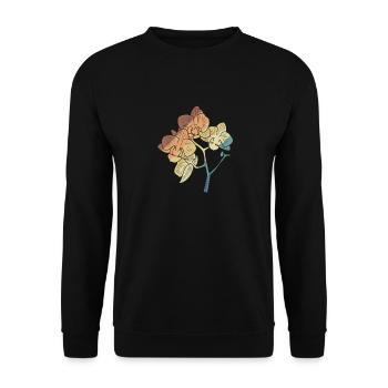 Orchidee Blume Blüte Botanik - Unisex Pullover - Schwarz - Vorne - Alina (178cm) & Michal (187cm)