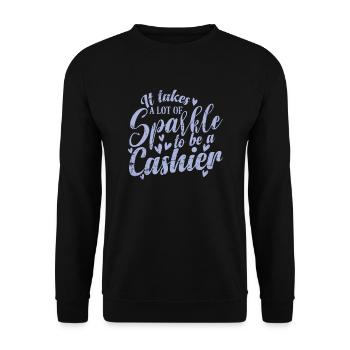 It takes a lot of Sparkle to be a Cashier - Unisex Pullover - Schwarz - Vorne - Alina (178cm) & Michal (187cm)