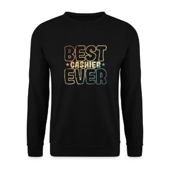 Best Cashier Ever Supermarket Profession Salesperson - Unisex Sweatshirt - black - Front - Alina (178cm) & Michal (187cm)