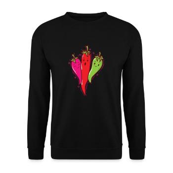 Chilischoten Schärfe Gewürz Scoville - Unisex Pullover - Schwarz - Vorne - Alina (178cm) & Michal (187cm)