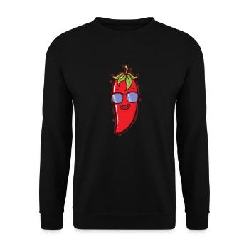 coole Chili Gewürz Schärfegrad Scoville - Unisex Pullover - Schwarz - Vorne - Alina (178cm) & Michal (187cm)