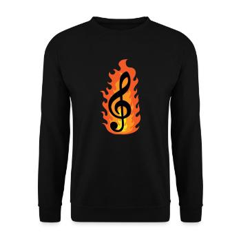 burning clef music musical note - Unisex Sweatshirt - black - Front - Alina (178cm) & Michal (187cm)