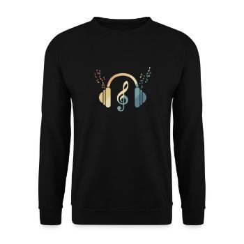 Headphones clef music music sound - Unisex Sweatshirt - black - Front - Alina (178cm) & Michal (187cm)