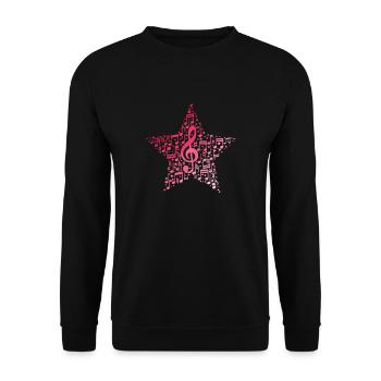 Star of Sheet Music and Treble Clef Music - Unisex Sweatshirt - black - Front - Alina (178cm) & Michal (187cm)