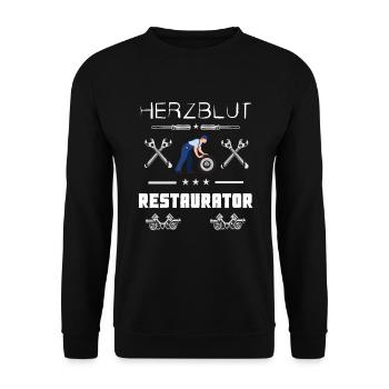 Herzblut Restaurator Mechaniker Schrauber Bastler - Unisex Pullover - Schwarz - Vorne - Alina (178cm) & Michal (187cm)