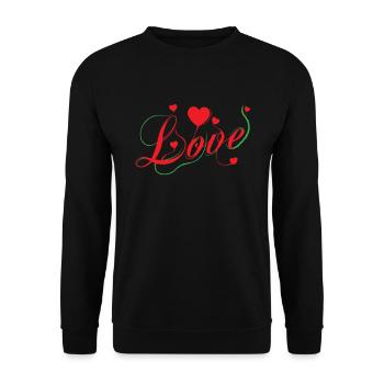 Lettrage d’amour avec un brin d’épines - Sweat-shirt Unisexe - noir - Devant - Alina (178cm) & Michal (187cm)