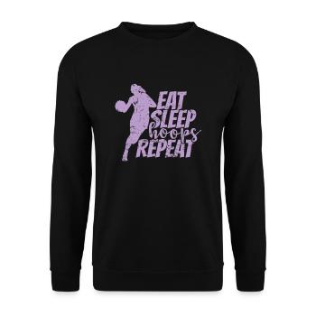 Eat Sleep hoops Repeat Basketball Women - Unisex Sweatshirt - black - Front - Alina (178cm) & Michal (187cm)