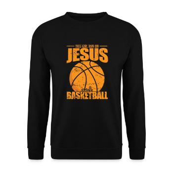 This Girl run on Jesus and Basketball - Unisex Sweatshirt - black - Front - Alina (178cm) & Michal (187cm)