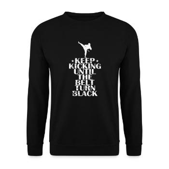 Keep Kicking Until The Belt Turn Black Taekwondo - Unisex Pullover - Schwarz - Vorne - Alina (178cm) & Michal (187cm)