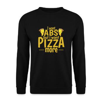I want Abs but I want more Pizza - Unisex Sweatshirt - black - Front - Alina (178cm) & Michal (187cm)