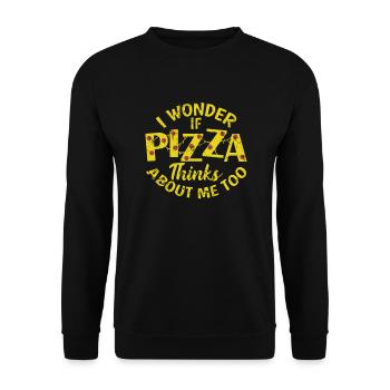 Je me demande si Pizza pense aussi à moi - Sweat-shirt Unisexe - noir - Devant - Alina (178cm) & Michal (187cm)