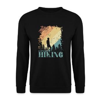Let's go Hiking Outdoor Hobby - Unisex Sweatshirt - black - Front - Alina (178cm) & Michal (187cm)
