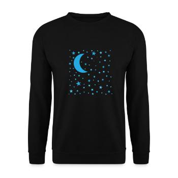 Sterne mit Mond Galaxy - Unisex Pullover - Schwarz - Vorne - Alina (178cm) & Michal (187cm)