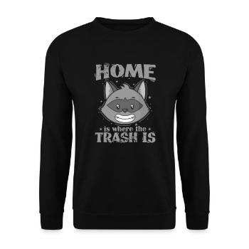 La maison est là où la poubelle est Waschbär - Sweat-shirt Unisexe - noir - Devant - Alina (178cm) & Michal (187cm)