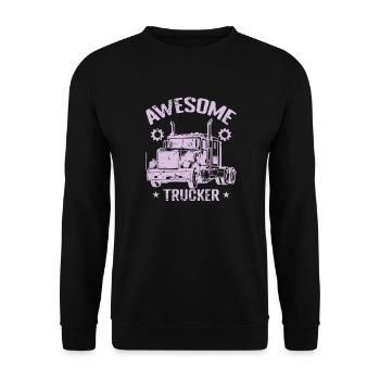 Awesome Trucker Beruf Lieferung - Unisex Pullover - Schwarz - Vorne - Alina (178cm) & Michal (187cm)