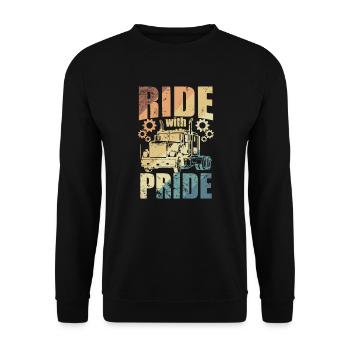 Ride with Pride Truck Driver Long-Distance - Unisex Sweatshirt - black - Front - Alina (178cm) & Michal (187cm)