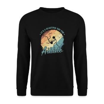 It's a Beautiful Day for Aikido Kampfkunst - Unisex Pullover - Schwarz - Vorne - Alina (178cm) & Michal (187cm)