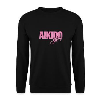 Aikido Girl Kampfkunst Training - Unisex Pullover - Schwarz - Vorne - Alina (178cm) & Michal (187cm)