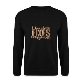 Chocolate Fixes everything Vollmilch - Unisex Pullover - Schwarz - Vorne - Alina (178cm) & Michal (187cm)