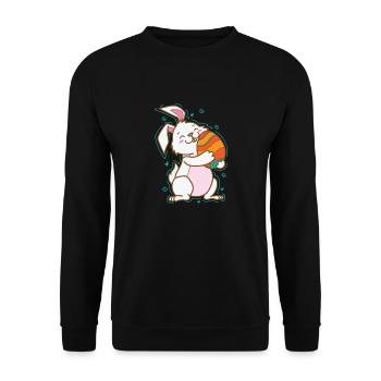 Easter bunny with an Easter egg - Unisex Sweatshirt - black - Front - Alina (178cm) & Michal (187cm)