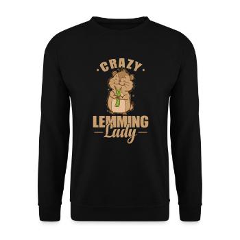 Crazy Lemming Lady Rodent - Unisex Sweatshirt - black - Front - Alina (178cm) & Michal (187cm)