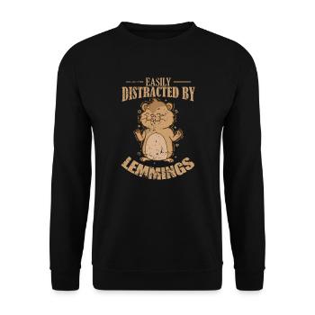Facilement distrait par le rongeur Lemmings - Sweat-shirt Unisexe - noir - Devant - Alina (178cm) & Michal (187cm)