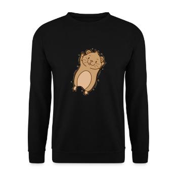 Lemming freut sich Nagetier - Unisex Pullover - Schwarz - Vorne - Alina (178cm) & Michal (187cm)