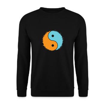 Orange Blue Yin and Yang Symbol - Unisex Sweatshirt - black - Front - Alina (178cm) & Michal (187cm)