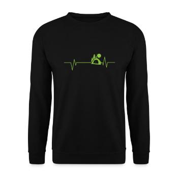 Herzschlaglinie mein Herz schlägt für Camping - Unisex Pullover - Schwarz - Vorne - Alina (178cm) & Michal (187cm)