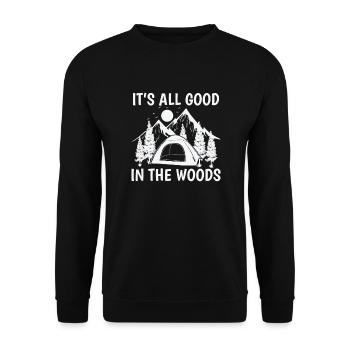 It's all good in the Woods Camping Urlaub - Unisex Pullover - Schwarz - Vorne - Alina (178cm) & Michal (187cm)