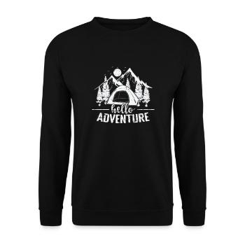 Hello Adventure Camping Vacation Freedom - Unisex Sweatshirt - black - Front - Alina (178cm) & Michal (187cm)