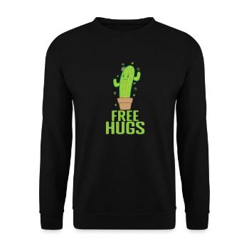 Free Hugs Cactus Plant - Unisex Sweatshirt - black - Front - Alina (178cm) & Michal (187cm)