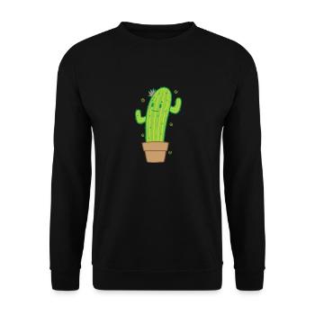 Cactus in Pot Plant Environment - Unisex Sweatshirt - black - Front - Alina (178cm) & Michal (187cm)
